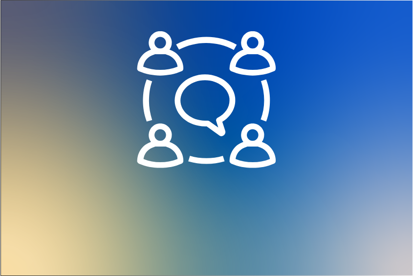 Icon graphic of people in a meeting.