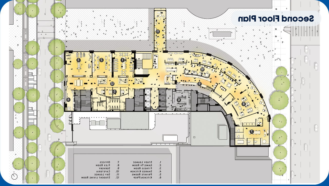 Second floor floorplan for Spartan Village on the Paseo