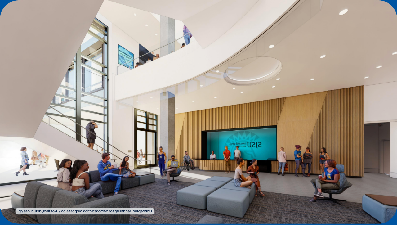 Rendering of the future lobby of Spartan Village on the Paseo.