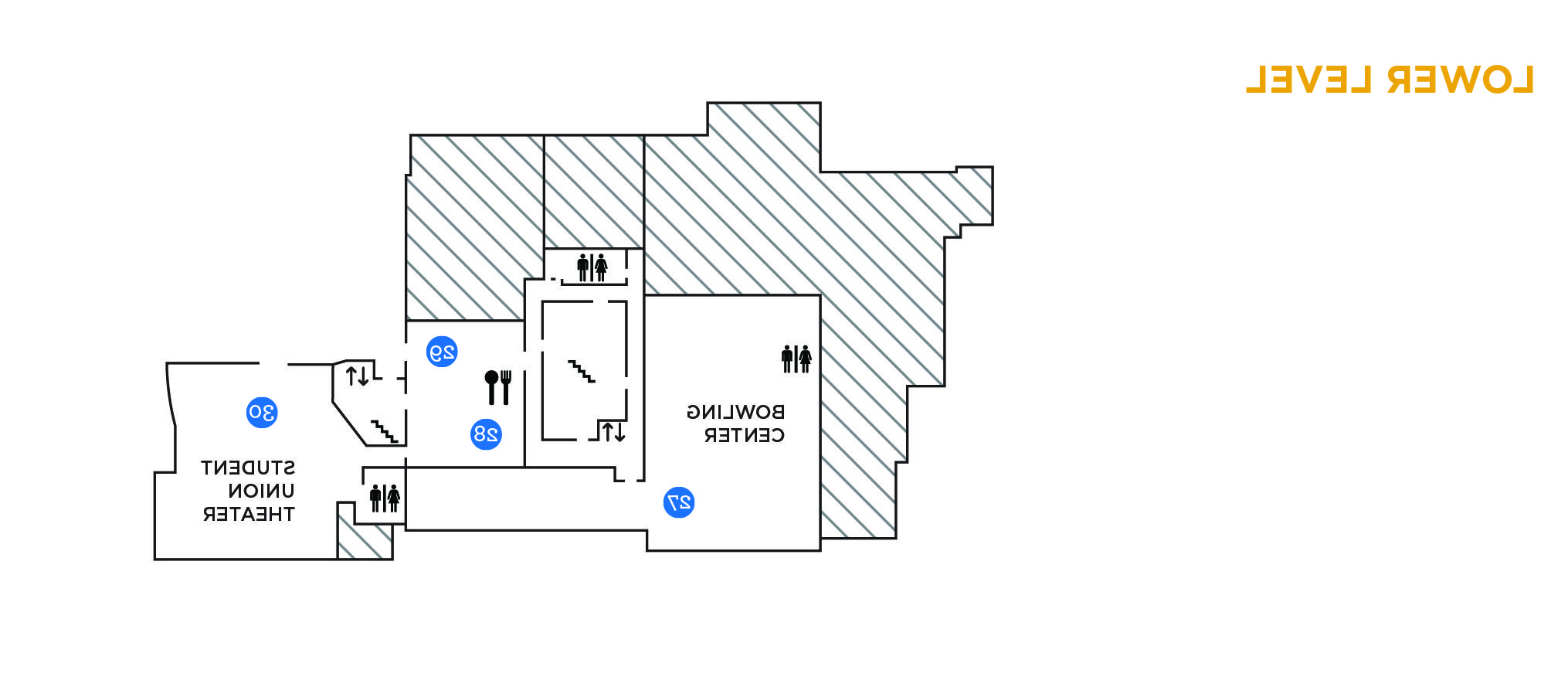 Image of Student Union Building Basement Level Floor Directory.